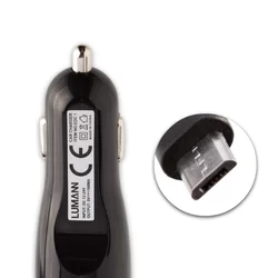 USB autós töltő - Lumann 1A micro , fekete-2