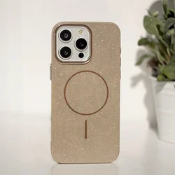 Telefontok iPhone 16 - Glitter barna csillámos magsafe kompatibilis szilikon hátlap tok-1