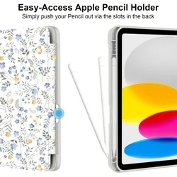Tablettok iPad 10.9 (iPad 10) - Tavaszi virág mintás smart case, ceruza tartóval-6