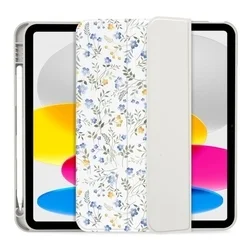 Tablettok iPad 10.9 (iPad 10) - Tavaszi virág mintás smart case, ceruza tartóval-7