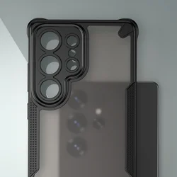 Samsung Galaxy S25 Ultra telefontok - Defender Matt - fekete/áttetsző ütésálló hátlap tok-2