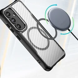 Samsung Galaxy S25 telefontok - Defender Carbon Mag - MagSafe kompatibilis, fekete/áttetsző ütésálló hátlap tok-3