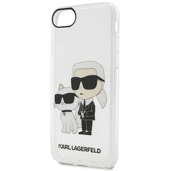 Telefontok iPhone 7 - Karl Lagerfeld Glitter Karl&Choupette átlátszó csillámos hátlap tok-1
