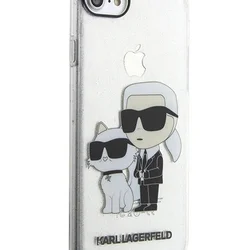 Telefontok iPhone 7 - Karl Lagerfeld Glitter Karl&Choupette átlátszó csillámos hátlap tok-2