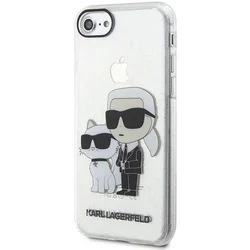 Telefontok iPhone SE (2020) - Karl Lagerfeld Glitter Karl&Choupette átlátszó csillámos hátlap tok-3