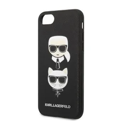Telefontok iPhone 8 - Karl Lagerfeld Saffiano Karl&Choupette Head - fekete hátlap tok-1