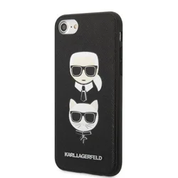 Telefontok iPhone 8 - Karl Lagerfeld Saffiano Karl&Choupette Head - fekete hátlap tok-2