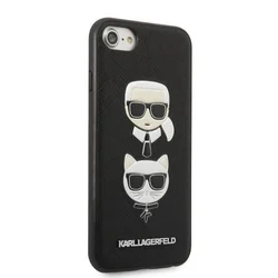 Telefontok iPhone 8 - Karl Lagerfeld Saffiano Karl&Choupette Head - fekete hátlap tok-4