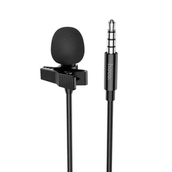 HOCO L14 mikrofon - Jack 3,5mm, fekete csíptethető mikrofon - 2m-2
