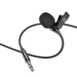 HOCO L14 mikrofon - Jack 3,5mm, fekete csíptethető mikrofon - 2m-3