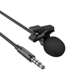 HOCO L14 mikrofon - Jack 3,5mm, fekete csíptethető mikrofon - 2m-4