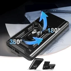 Telefontok Xiaomi Redmi Note 14 4G / LTE - Camshield - fekete szilikon tok, kitámasztó ujjgyűrűvel, csúsztatható kameravédővel-4