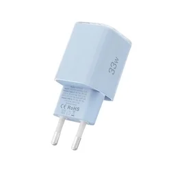 Tech-Protect NCM33W - USB / Type-C (USB-C) portos kék hálózati gyors töltőfej, 33W-2