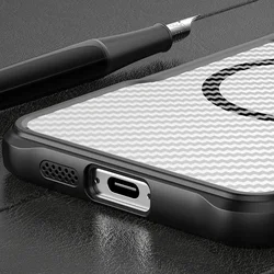 iPhone 16e telefontok - Defender Carbon Mag - MagSafe kompatibilis, fekete/áttetsző ütésálló hátlap tok-3
