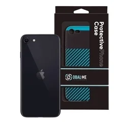 OBAL:ME Flossy Stripes telefontok - iPhone SE3 2022 - műanyag hátlap tok, fekete/türkiz-2
