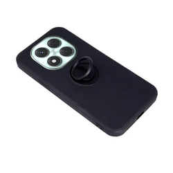 Xiaomi Redmi Note 14 Pro 4G / LTE telefontok - Forcell Silicone Ring - fekete hátlap tok kitámasztóval-2