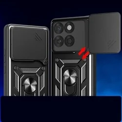 Motorola Edge 60 Fusion 5G telefontok - Camshield - fekete szilikon tok, kitámasztó ujjgyűrűvel, csúsztatható kameravédővel-4