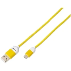 PANTONE MC001-5 - USB / MicroUSB citromsárga szövetkábel, 2,4A, 1,5m-1
