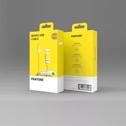 PANTONE MC001-5 - USB / MicroUSB citromsárga szövetkábel, 2,4A, 1,5m-2