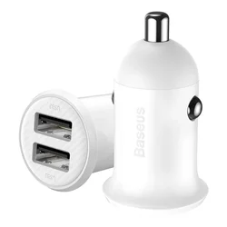 Baseus CCALLP-02 mini - szivartöltő fej, 2XUSB, 4,8A - fehér-1