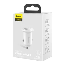 Baseus CCALLP-02 mini - szivartöltő fej, 2XUSB, 4,8A - fehér-3