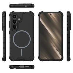 Samsung Galaxy A55 5G telefontok - Armor - Magsafe kompatibilis fekete ütésálló hátlap tok-1
