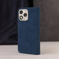 Honor 400 Lite 5G telefontok - Suede - kék mágneses szilikon keretes könyvtok ﻿-4