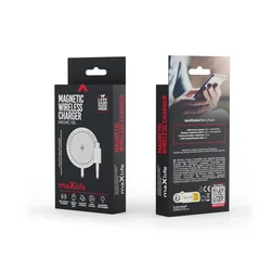 Maxlife MXWC-05 - fekete vezeték nélküli (Wireless) MagSafe kompatibilis töltőpad 15W + Type-C (USB-C) kábel-4