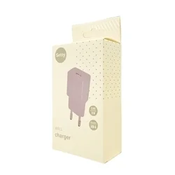 Setty töltő - USB-s, lila hálózati töltő fej, 2,4 A-2