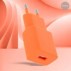 Setty töltő - USB-s, narancssárga hálózati töltő fej, 2,4 A ﻿-1