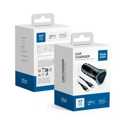 BlueStar fekete szivartöltőfej 3A, 20W + fekete Type-C / Type-C (USB-C) kábel, 1m-3