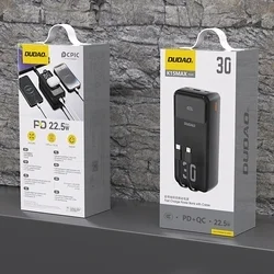 Dudao K15MAX - Lightning / USB / Type-C (USB-C) 30000 mAh, fekete powerbank, LED kijelzővel-4