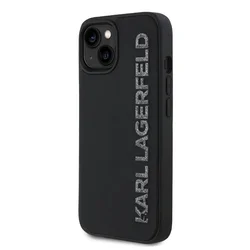Telefontok iPhone 14 - Karl Lagerfeld 3D Rubber Glitter Log fekete hátlap tok-1