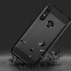 Huawei P Smart Z / Honor 9X Telefontok - Carbon Fiber fekete szilikon tok-4