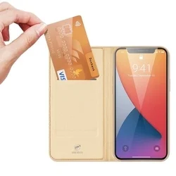 Samsung Galaxy A22 LTE / 4G telefontok  - Dux Ducis arany flipcover tok-3