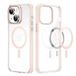 iPhone 14 Plus telefontok - Dux Ducis Clin Mag - MagSafe kompatibilis pink/átlátszó hátlap tok-2