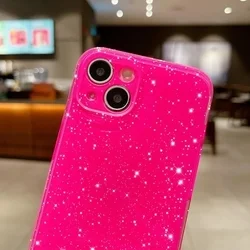 iPhone 13 mini telefontok - Larte shiny - neon pink csillámos hátlap tok-1