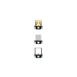 Setty - 3in1 kábel - USB - Lightning / Type-C (USB-C) / MicroUSB cserélhető mágneses fejekkel, fekete szövet kábel 2A, 1 m-1