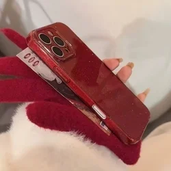 iPhone 13 Pro Max telefontok - Larte shiny - bordó csillámos hátlap tok-1