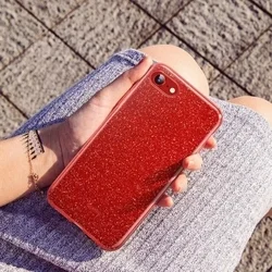 iPhone SE3 2022 telefontok - Larte shiny - bordó csillámos hátlap tok-1