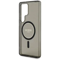 Samsung Galaxy S25 Ultra telefontok - Guess Glitter Circle - fekete átlátszó MagSafe kompatibilis hátlap tok-4