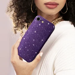 iPhone 7 / 8 telefontok - Larte shiny - lila csillámos hátlap tok-2