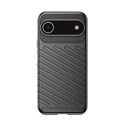 iPhone 17 Air telefontok - Thunder fekete ütésálló szilikon hátlap tok-1