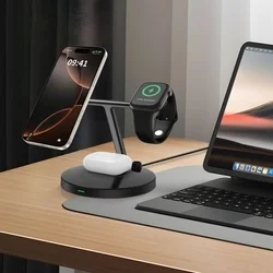 ech- Protect QI15W-A35 telefon töltő - 3in1 fekete vezeték nélküli (Wireless) töltőpad - iPhone, AirPods és Apple Watch-5
