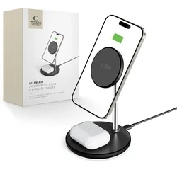 Tech- Protect QI15W-A39 telefon töltő - 2in1 fekete MagSafe vezeték nélküli (Wireless) töltőpad-6