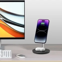 Tech- Protect QI15W-A39 telefon töltő - 2in1 fekete MagSafe vezeték nélküli (Wireless) töltőpad-4