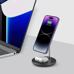 Tech- Protect QI15W-A39 telefon töltő - 2in1 fekete MagSafe vezeték nélküli (Wireless) töltőpad-5