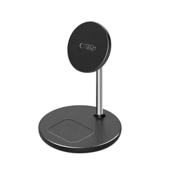Tech- Protect QI15W-A39 telefon töltő - 2in1 fekete MagSafe vezeték nélküli (Wireless) töltőpad-1