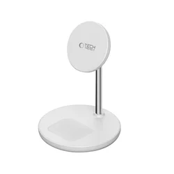Tech- Protect QI15W-A39 telefont töltő - 2in1 fehér MagSafe vezeték nélküli (Wireless) töltőpad-1