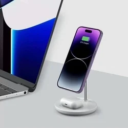 Tech- Protect QI15W-A39 telefont töltő - 2in1 fehér MagSafe vezeték nélküli (Wireless) töltőpad-4